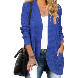 ZESICA Women’s Fall Winter 2026 Long Sleeve Open Front Casual Lightweight Soft Knit Cardigan Sweater Outerwear(Blue)