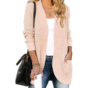 ZESICA Women’s Fall Winter 2026 Long Sleeve Open Front Casual Lightweight Soft Knit Cardigan Sweater Outerwear(Blush)