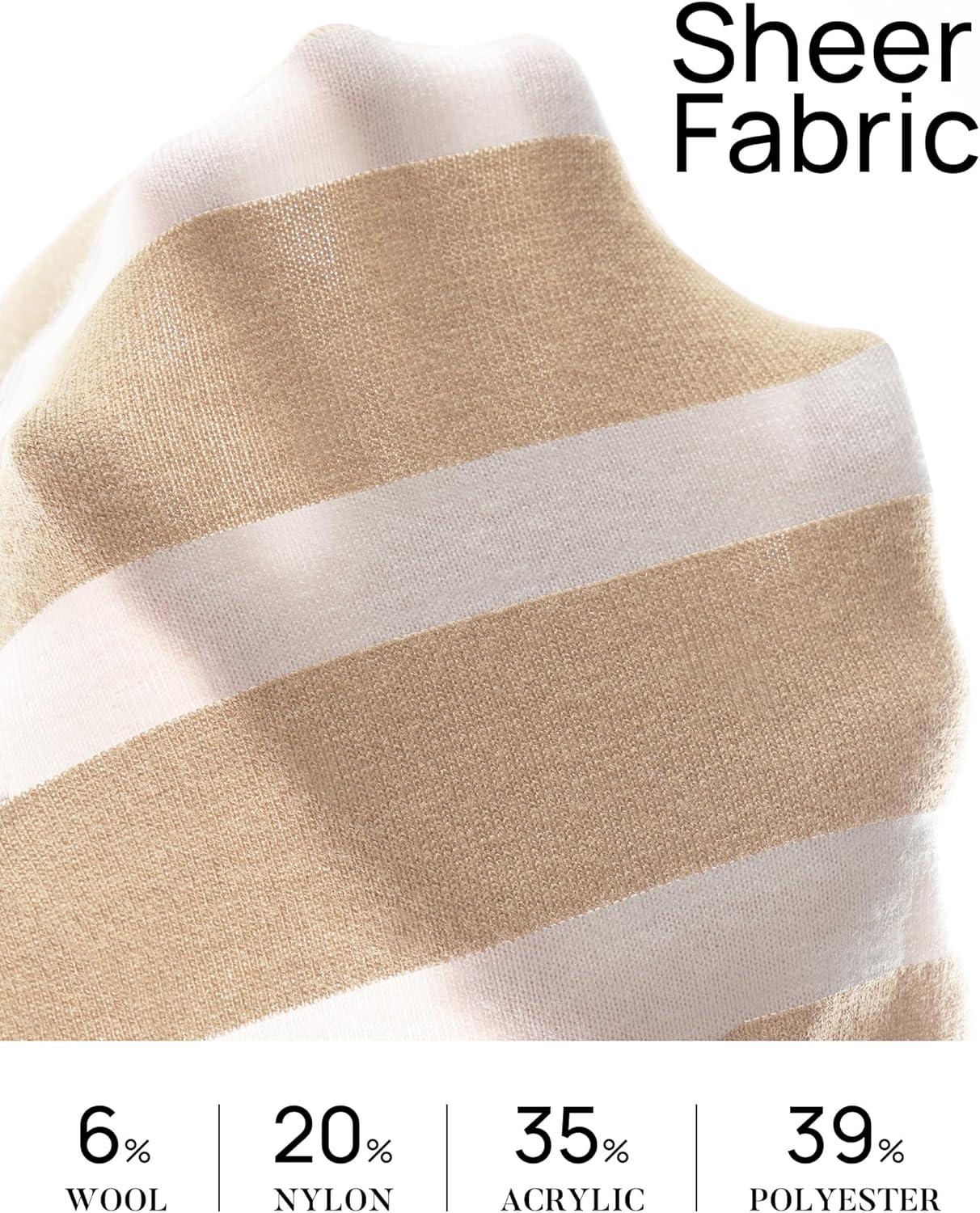imageZESICA Womens Long Sleeve Lightweight Striped Tops 2026 Fall Crewneck Ribbed Knit ShirtsApricot