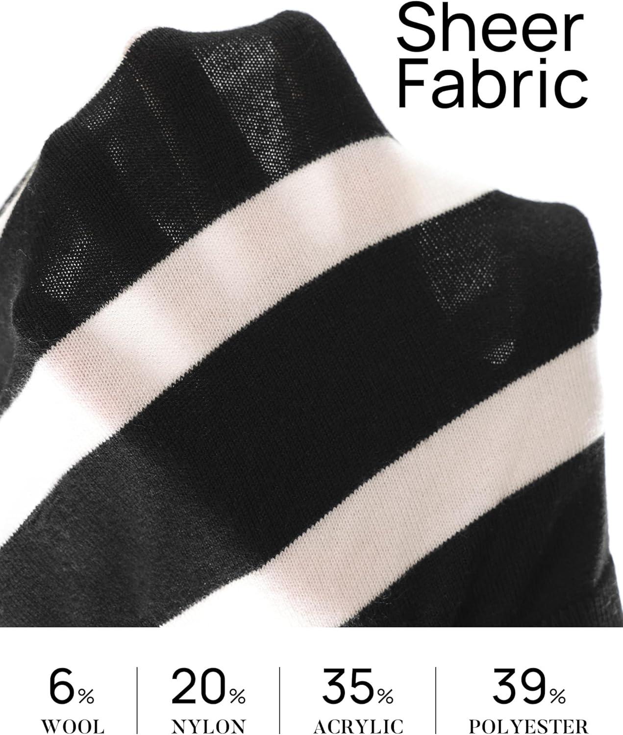imageZESICA Womens Long Sleeve Lightweight Striped Tops 2026 Fall Crewneck Ribbed Knit ShirtsBlack