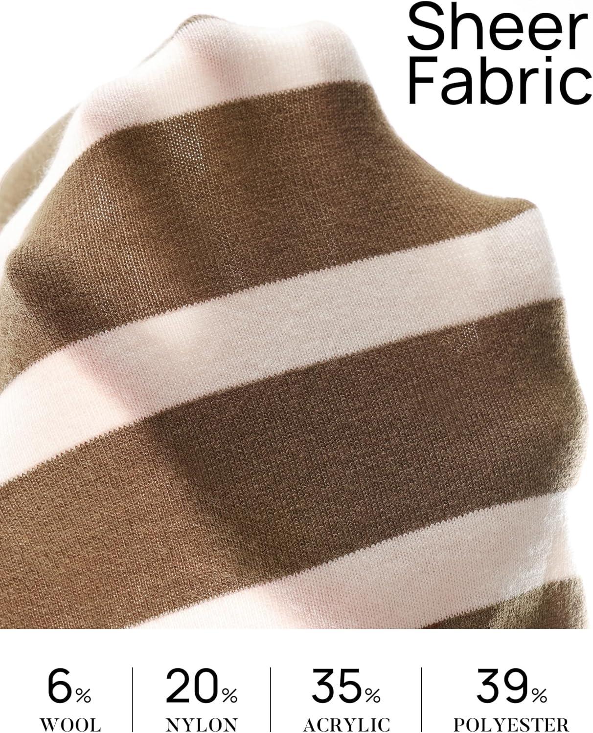 imageZESICA Womens Long Sleeve Lightweight Striped Tops 2026 Fall Crewneck Ribbed Knit ShirtsKhaki