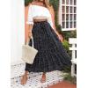 ZESICA Women’s 2026 Summer Bohemian Floral Printed Elastic Waist A Line Maxi Skirt with Pockets(Black)