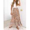 ZESICA Women’s 2026 Summer Bohemian Floral Printed Elastic Waist A Line Maxi Skirt with Pockets(Clay)
