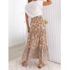 ZESICA Women’s 2026 Summer Bohemian Floral Printed Elastic Waist A Line Maxi Skirt with Pockets(Clay)