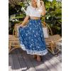 ZESICA Women’s 2026 Summer Bohemian Floral Printed Elastic Waist A Line Maxi Skirt with Pockets(Darkblue)