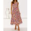 ZESICA Women’s 2026 Summer Bohemian Floral Printed Elastic Waist A Line Maxi Skirt with Pockets(Darkpurple)