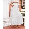 ZESICA Women’s 2026 Summer Bohemian Floral Printed Elastic Waist A Line Maxi Skirt with Pockets(Ivory)