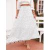 ZESICA Women’s 2026 Summer Bohemian Floral Printed Elastic Waist A Line Maxi Skirt with Pockets(Ivory)