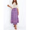 ZESICA Women’s 2026 Summer Bohemian Floral Printed Elastic Waist A Line Maxi Skirt with Pockets(Lightpurple)