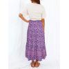ZESICA Women’s 2026 Summer Bohemian Floral Printed Elastic Waist A Line Maxi Skirt with Pockets(Lightpurple)