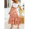 ZESICA Women’s 2026 Summer Bohemian Floral Printed Elastic Waist A Line Maxi Skirt with Pockets(Peach)