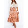ZESICA Women’s 2026 Summer Bohemian Floral Printed Elastic Waist A Line Maxi Skirt with Pockets(Peach)