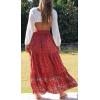ZESICA Women’s 2026 Summer Bohemian Floral Printed Elastic Waist A Line Maxi Skirt with Pockets(Red#2)