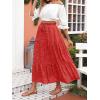 ZESICA Women’s 2026 Summer Bohemian Floral Printed Elastic Waist A Line Maxi Skirt with Pockets(Tomato)