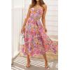 ZESICA Women’s 2026 Summer Bohemian Floral Printed Elastic Waist A Line Maxi Skirt with Pockets(Violet)