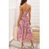 ZESICA Women’s 2026 Summer Bohemian Floral Printed Elastic Waist A Line Maxi Skirt with Pockets(Violet)