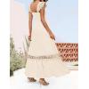 ZESICA Women’s 2026 Summer Lace Strap Sleeveless Square Neck Smocked High Waist Ruffle Hollow Out Flowy A Line Maxi Dress(Apricot)