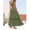 ZESICA Women’s 2026 Summer Lace Strap Sleeveless Square Neck Smocked High Waist Ruffle Hollow Out Flowy A Line Maxi Dress(Armygreen)