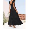 ZESICA Women’s 2026 Summer Lace Strap Sleeveless Square Neck Smocked High Waist Ruffle Hollow Out Flowy A Line Maxi Dress(Black)