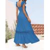 ZESICA Women’s 2026 Summer Lace Strap Sleeveless Square Neck Smocked High Waist Ruffle Hollow Out Flowy A Line Maxi Dress(Cobaltblue)