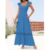 ZESICA Women’s 2026 Summer Lace Strap Sleeveless Square Neck Smocked High Waist Ruffle Hollow Out Flowy A Line Maxi Dress(Cobaltblue)