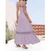 ZESICA Women’s 2026 Summer Lace Strap Sleeveless Square Neck Smocked High Waist Ruffle Hollow Out Flowy A Line Maxi Dress(Lightpurple)
