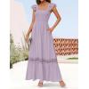 ZESICA Women’s 2026 Summer Lace Strap Sleeveless Square Neck Smocked High Waist Ruffle Hollow Out Flowy A Line Maxi Dress(Lightpurple)