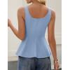 ZESICA Women’s 2026 Summer Sleeveless Vest Top Square Neck Cute Casual Tank Tops Fitted Going Out Trendy Outfit(Blue)