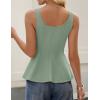 ZESICA Women’s 2026 Summer Sleeveless Vest Top Square Neck Cute Casual Tank Tops Fitted Going Out Trendy Outfit(Light Green)
