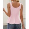 ZESICA Women’s 2026 Summer Sleeveless Vest Top Square Neck Cute Casual Tank Tops Fitted Going Out Trendy Outfit(Light Pink)
