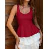 ZESICA Women’s 2026 Summer Sleeveless Vest Top Square Neck Cute Casual Tank Tops Fitted Going Out Trendy Outfit(Red)