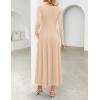 ZESICA Women’s Elegant Long Sleeve Maxi Dress 2026 Fall Crewneck Knit High Wasit Pleated Flowy A Line Casual Party Dresses(Apricot)
