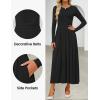 ZESICA Women’s Elegant Long Sleeve Maxi Dress 2026 Fall Crewneck Knit High Wasit Pleated Flowy A Line Casual Party Dresses(Black)