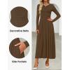ZESICA Women’s Elegant Long Sleeve Maxi Dress 2026 Fall Crewneck Knit High Wasit Pleated Flowy A Line Casual Party Dresses(Brown)