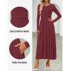 ZESICA Women’s Elegant Long Sleeve Maxi Dress 2026 Fall Crewneck Knit High Wasit Pleated Flowy A Line Casual Party Dresses(Fuchsia)