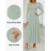 ZESICA Women’s Elegant Long Sleeve Maxi Dress 2026 Fall Crewneck Knit High Wasit Pleated Flowy A Line Casual Party Dresses(Green)