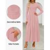 ZESICA Women’s Elegant Long Sleeve Maxi Dress 2026 Fall Crewneck Knit High Wasit Pleated Flowy A Line Casual Party Dresses(Pink)