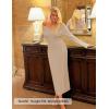 ZESICA Women’s Fall Off Shoulder Sweater Dress 2025 Bell Long Sleeve Ribbed Knit Bodycon Formal Maxi Dresses(Apricot)