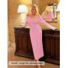 ZESICA Women’s Fall Off Shoulder Sweater Dress 2025 Bell Long Sleeve Ribbed Knit Bodycon Formal Maxi Dresses(Pink)