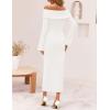 ZESICA Women’s Fall Off Shoulder Sweater Dress 2025 Bell Long Sleeve Ribbed Knit Bodycon Formal Maxi Dresses(White)