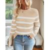 ZESICA Women’s Long Sleeve Lightweight Striped Tops 2026 Fall Crewneck Ribbed Knit Shirts(Apricot)