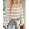 ZESICA Women’s Long Sleeve Lightweight Striped Tops 2026 Fall Crewneck Ribbed Knit Shirts(Apricot)