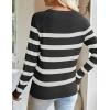 ZESICA Women’s Long Sleeve Lightweight Striped Tops 2026 Fall Crewneck Ribbed Knit Shirts(Black)