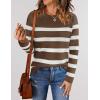 ZESICA Women’s Long Sleeve Lightweight Striped Tops 2026 Fall Crewneck Ribbed Knit Shirts(Brown)