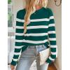 ZESICA Women’s Long Sleeve Lightweight Striped Tops 2026 Fall Crewneck Ribbed Knit Shirts(Green)