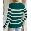 ZESICA Women’s Long Sleeve Lightweight Striped Tops 2026 Fall Crewneck Ribbed Knit Shirts(Green)