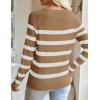 ZESICA Women’s Long Sleeve Lightweight Striped Tops 2026 Fall Crewneck Ribbed Knit Shirts(Khaki)