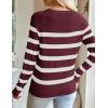 ZESICA Women’s Long Sleeve Lightweight Striped Tops 2026 Fall Crewneck Ribbed Knit Shirts(Wine)
