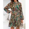 ZESICA Womens Spring Summer Floral Mini Dress Long Sleeve Button Chiffon A Line Swing Short Wedding Guest Party Dresses(Green)