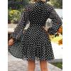 ZESICA Womens Spring Summer Floral Mini Dress Long Sleeve Button Chiffon A Line Swing Short Wedding Guest Party Dresses(Point Black)